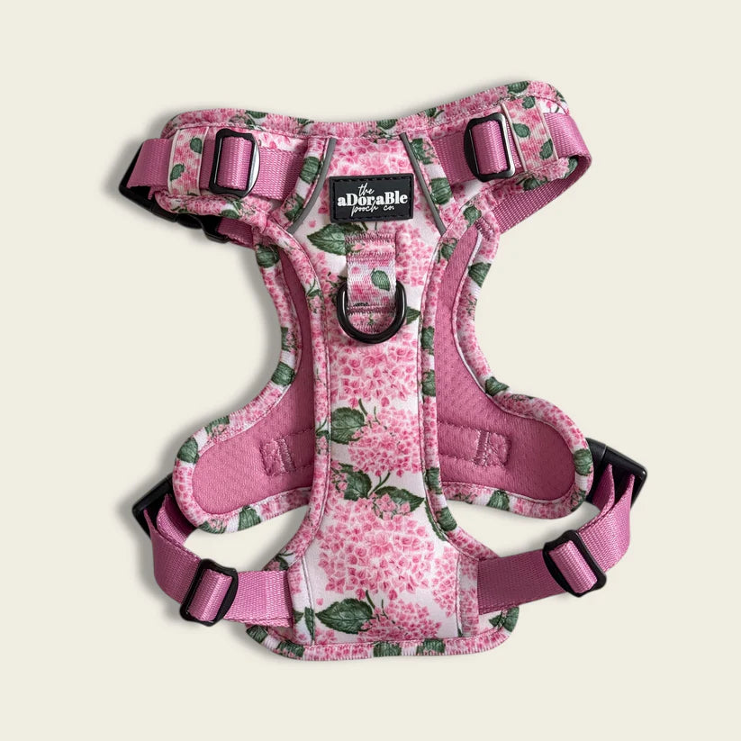 Adorable Pooch Hydrangea Garden Dog Harness – Lite, AirTag Pocket, No Pull, Adjustable - Donating to MacMillan Cancer Charity