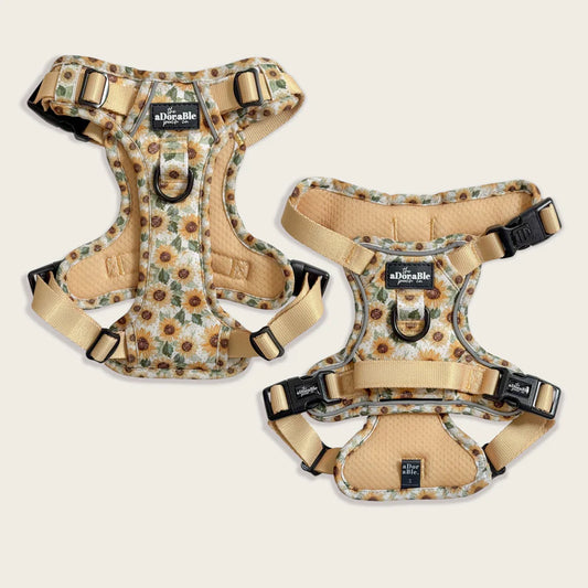 aDoraBle Pooch hike and go lite sunflower season dog harness