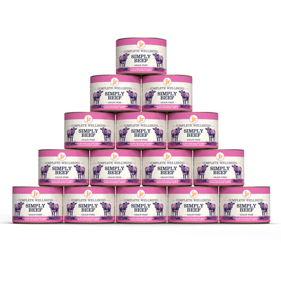 JR Pure complete Wellbeing wet dog food simply beef 200g can 15 Pack  