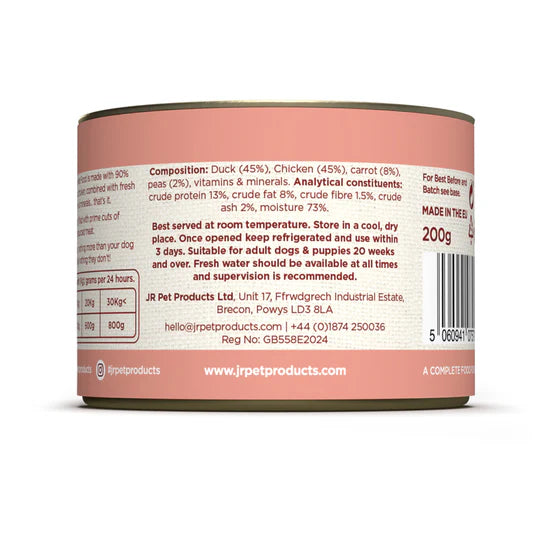JR Complete Wellbeing Wet Dog Food Duck & Chicken Ingredients