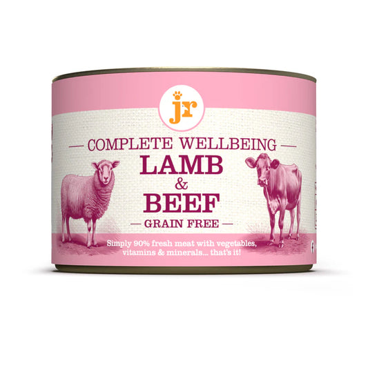 Can of JR Complete Wellbeing Lamb & Beef Grain Free 
