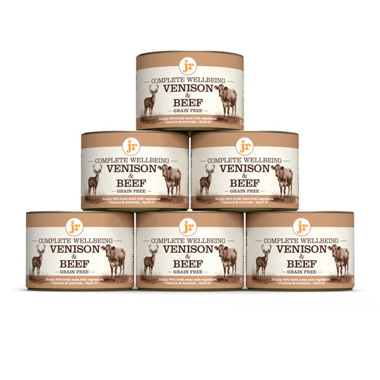 JR Complete Wellbeing venison & beef wet dog food 6 pack