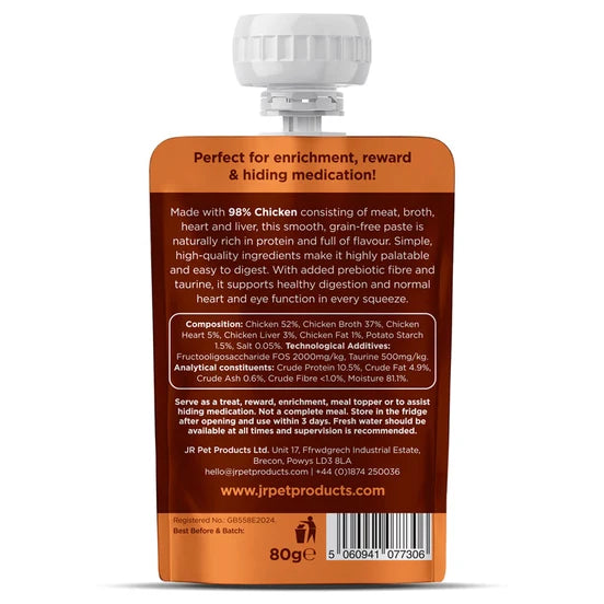Chicken paste for cats for treats, training, enrichment and hiding medication