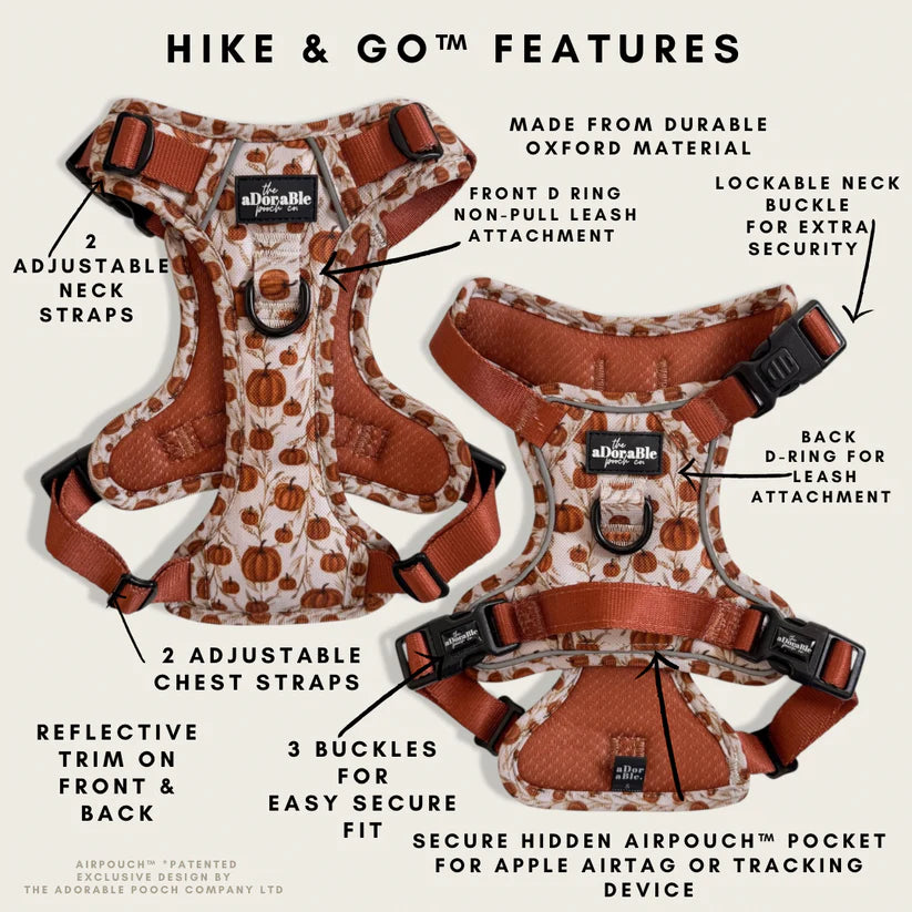aDoraBle hike and go dog harness pumpkin farm anatomy
