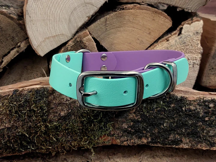 waterproof Dog Collar UK made Amethyst & Mint