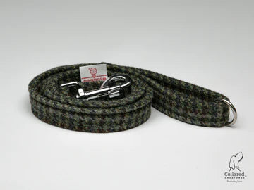 Harris Tweed dog lead autumnal houndstooth