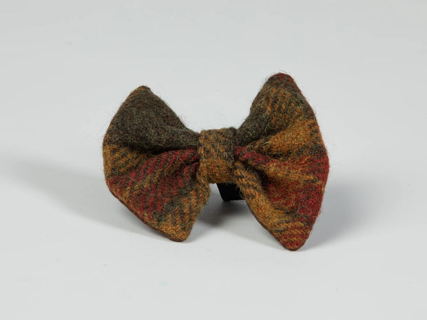Harris Tweed dog bow tie autumnal Check