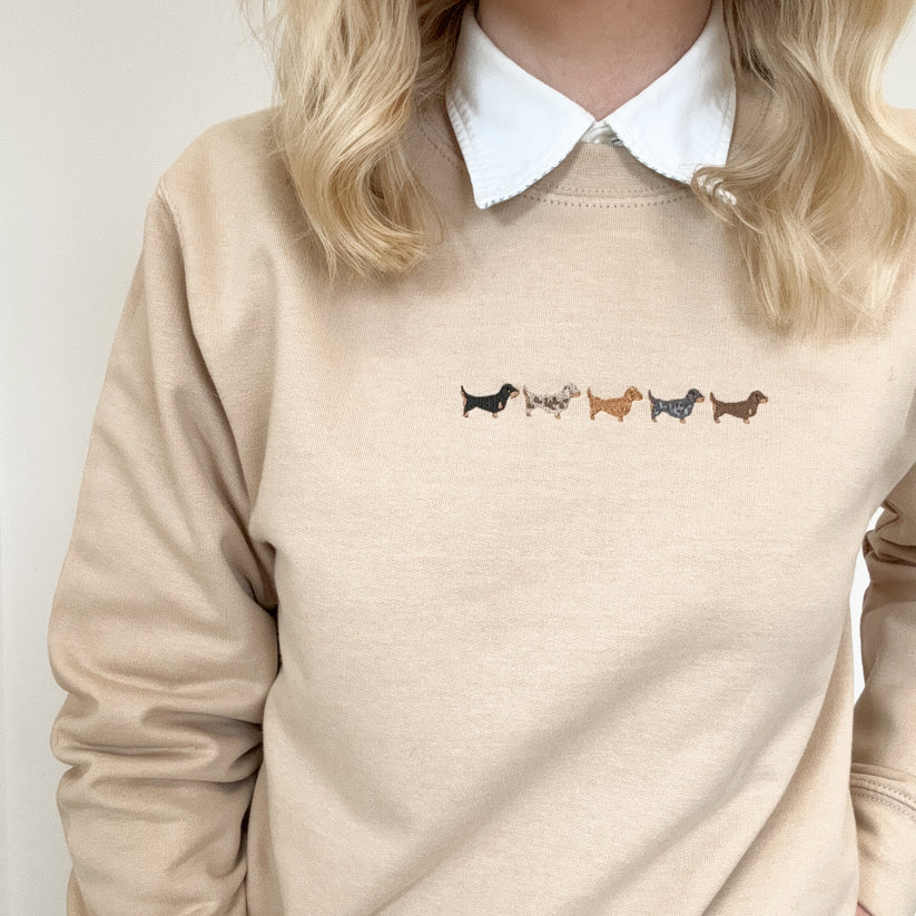 Dachshund Embroidered Lightweight Sweatshirt 
