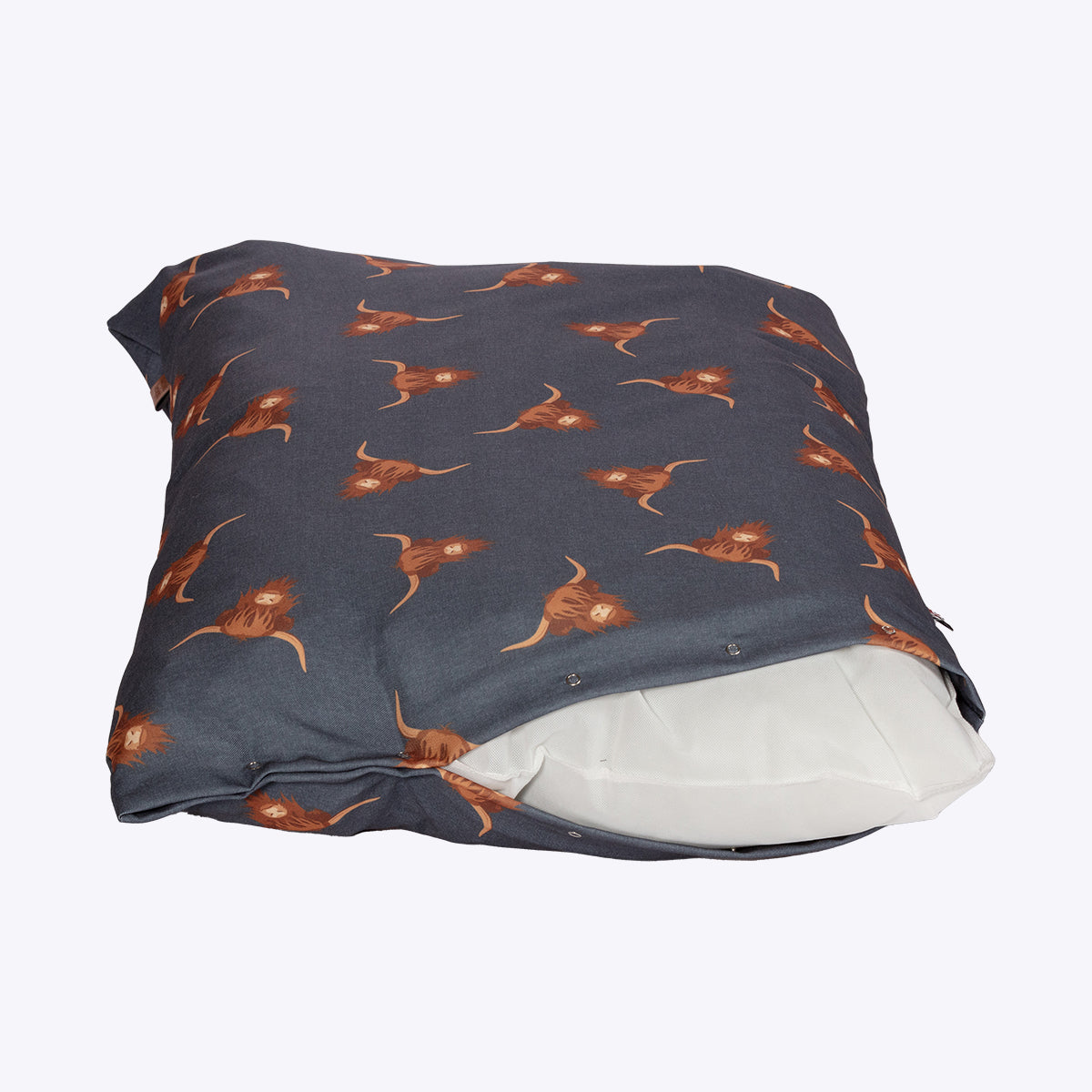 Highland Cow Luxury Deep Duvet Dog Bed with Removable Washable Cover