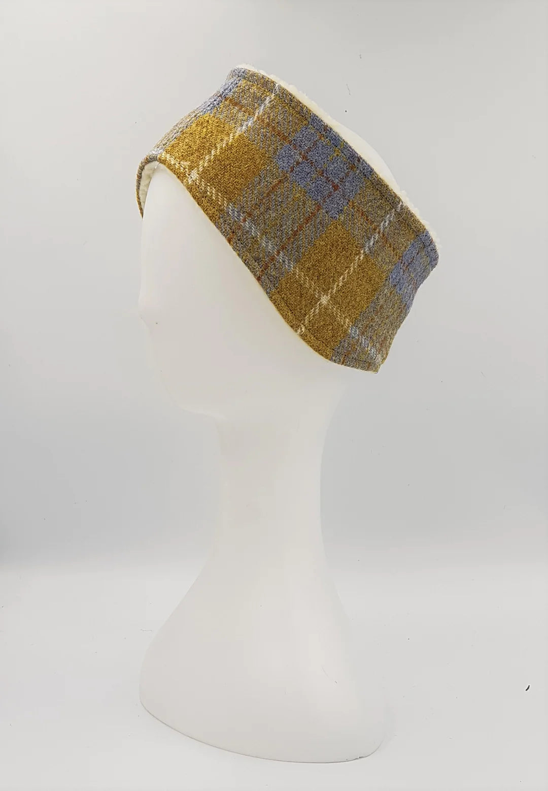 Harris Tweed ladies bandana mustard & blue check