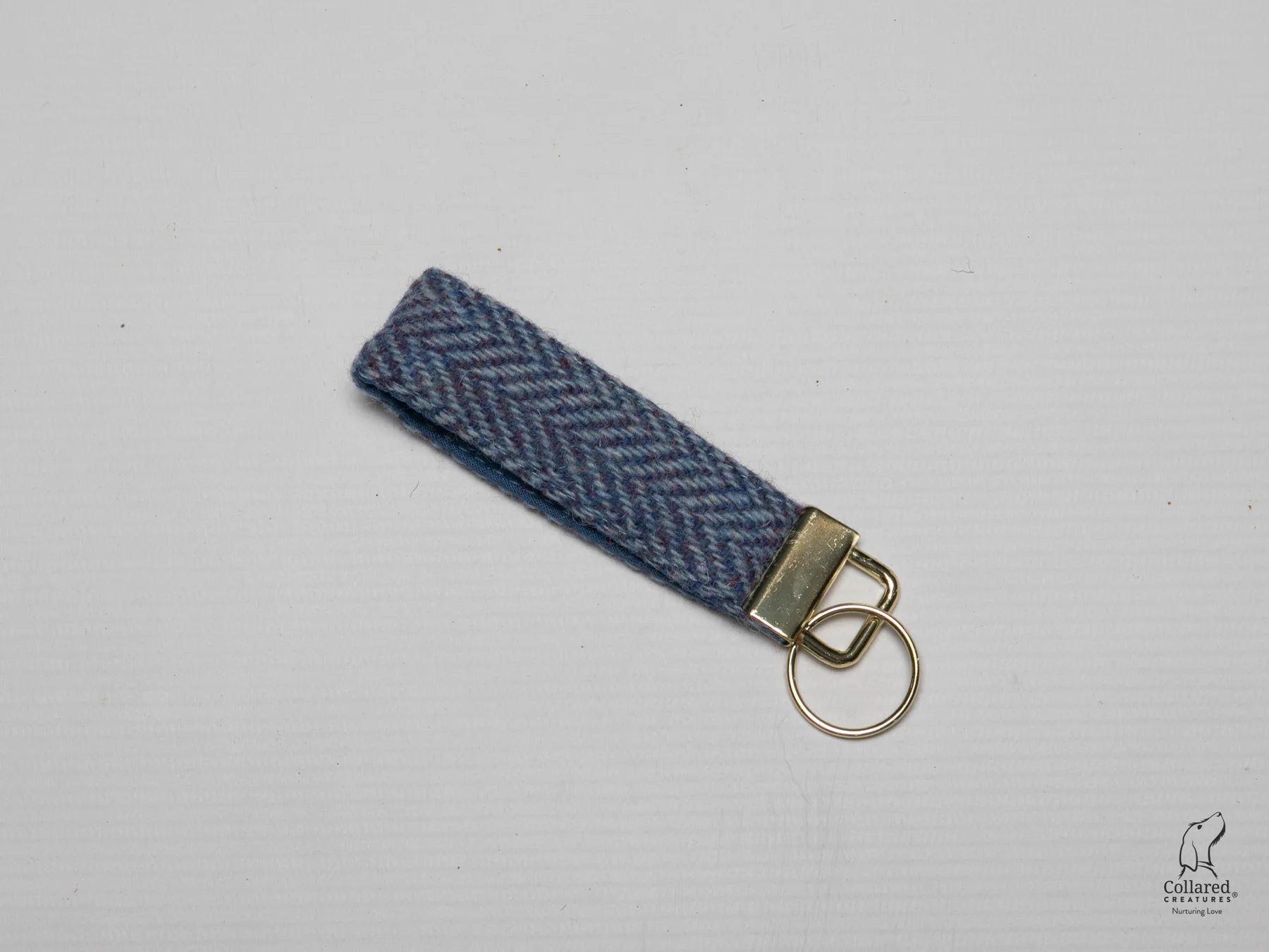 Harris Tweed Keyring Blue Herringbone