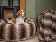 Collared Creatures Luxury Donut Bed Beige and brown