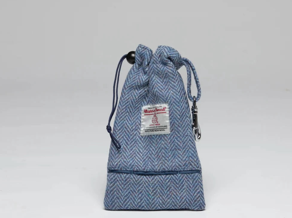 Collared Creatures Harris Tweed Treat bag Blue Herringbone