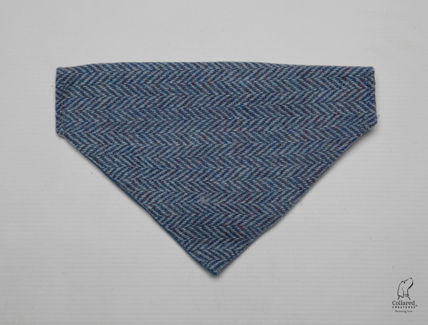 Harris Tweed Dog Bandana Blue Herringbone