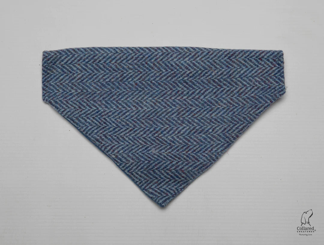 Harris tweed Dog Bandana Blue Herringbone