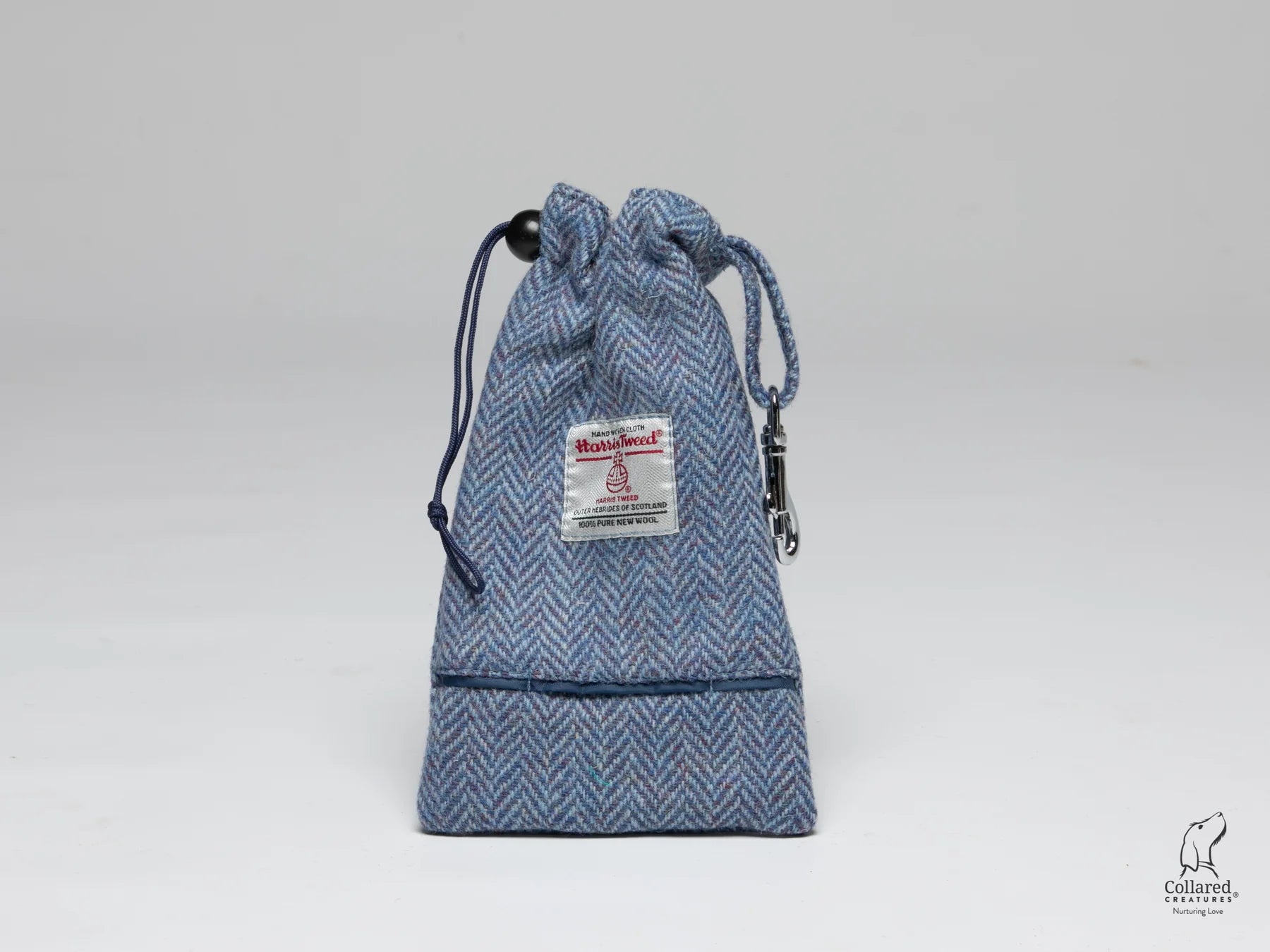 Harris Tweed Dog Treat Bag Blue Herringbone