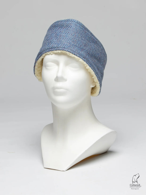 Harris Tweed Ladies Headband Blue Herringbone