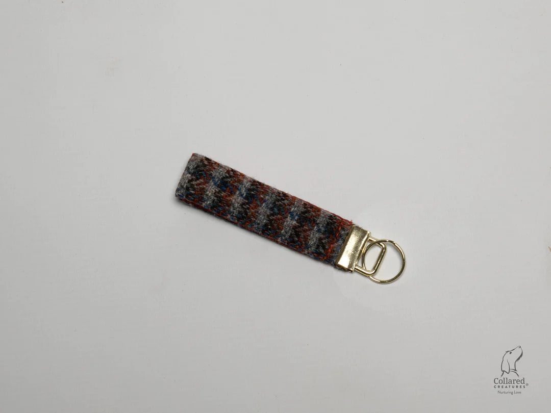 Harris Tweed Key ring Blue & orange Check