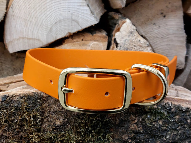 waterproof Dog Collar UK made Burnt Orange