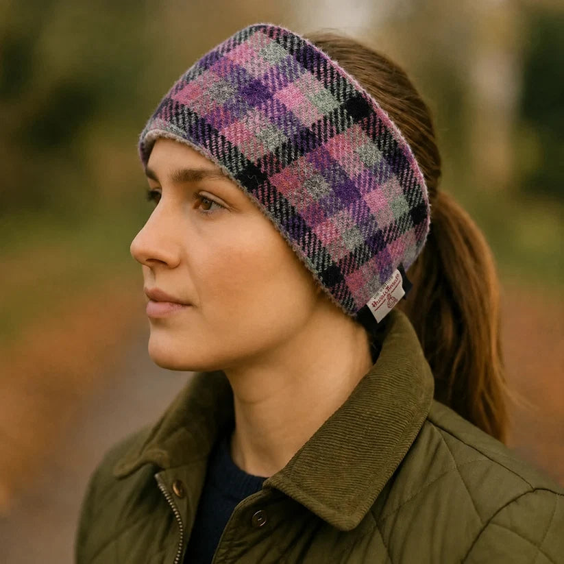 Rose & Amethyst Harris Tweed Ladies Headband