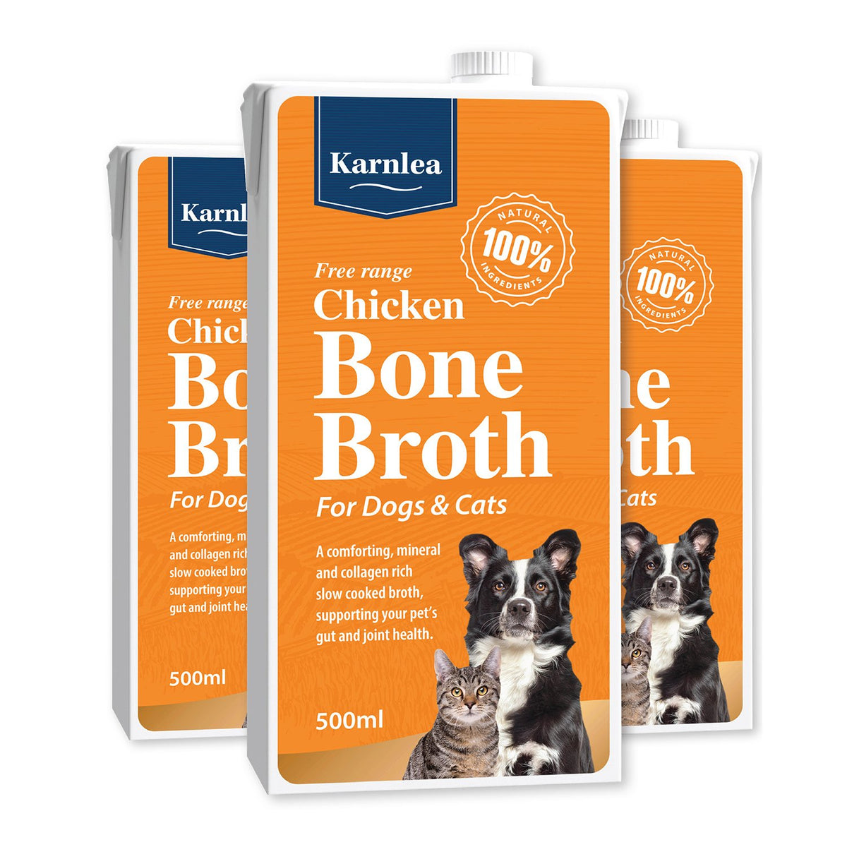 Karnlea Chicken Bone Broth for Dogs & Cats | Natural Collagen Rich 3 pack