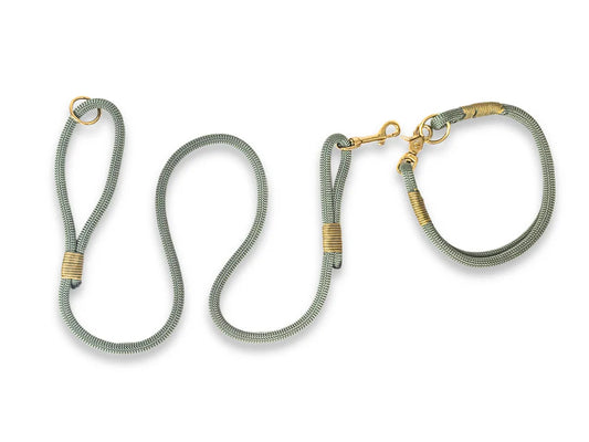 Country green rope collar and lead