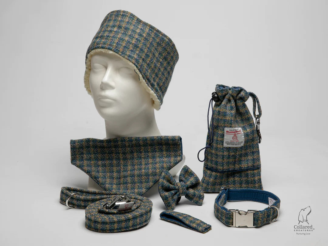 Harris Tweed yellow & Blue Small Check Ladies Headbnd