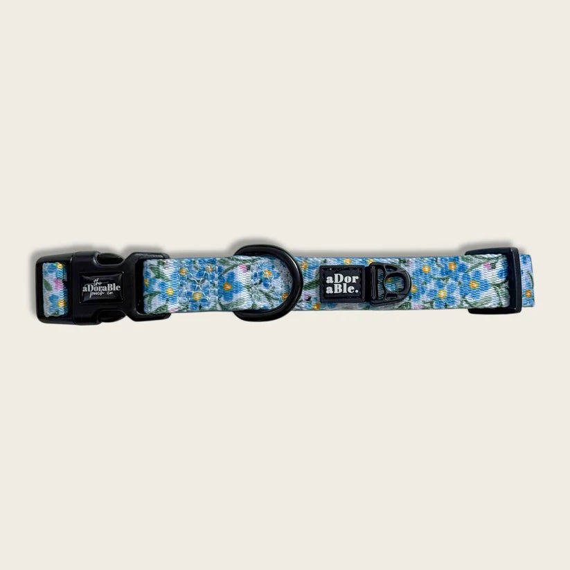 aDoraBle Pooch flourishing forget-me-nots dog collar
