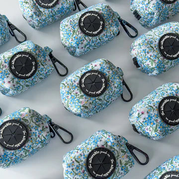 aDoraBle Pooch flourishing Forget Me Not Poop Bag and Training Treat Holder