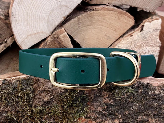 waterproof Dog Collar UK made Dark green