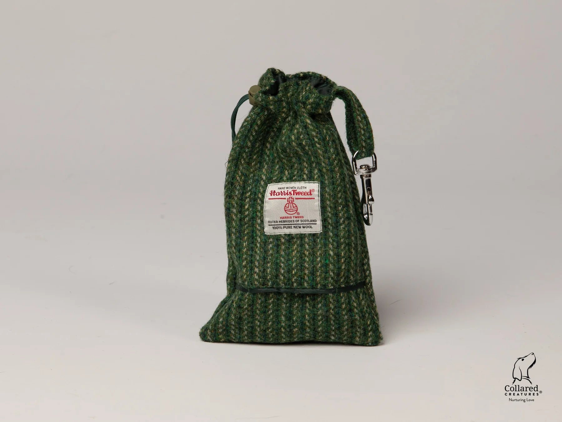 Harris Tweed dog treatbag dashes of green