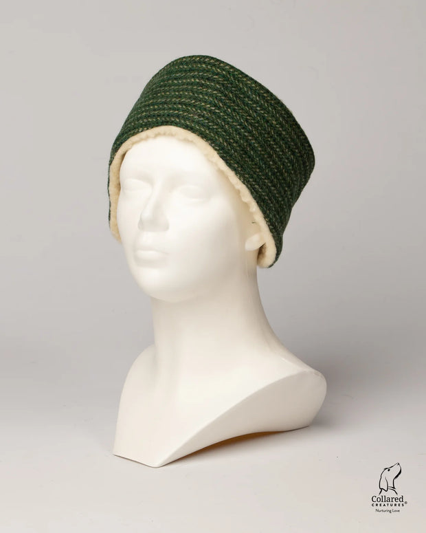 Harris Tweed ladies headband dashes of green