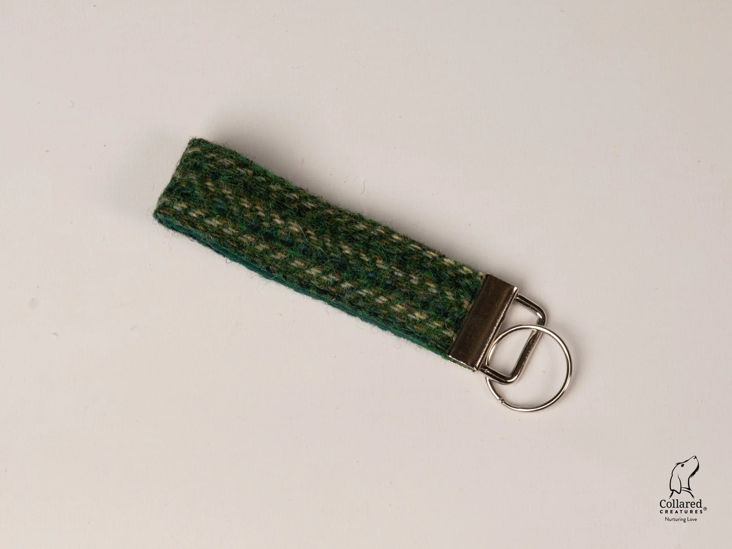 Harris Tweed keyring dashes of green