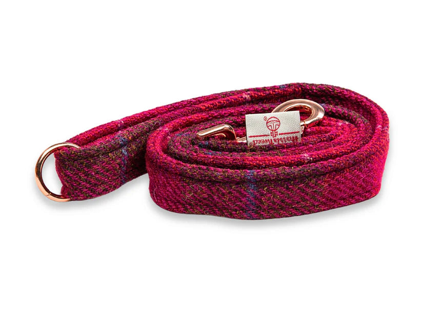Harris Tweed Deep Fuchsia Dog Lead