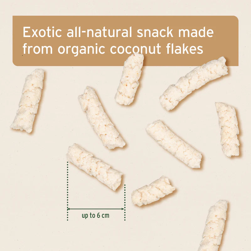 Exotic all-natural snack made from organic coconut flakes  