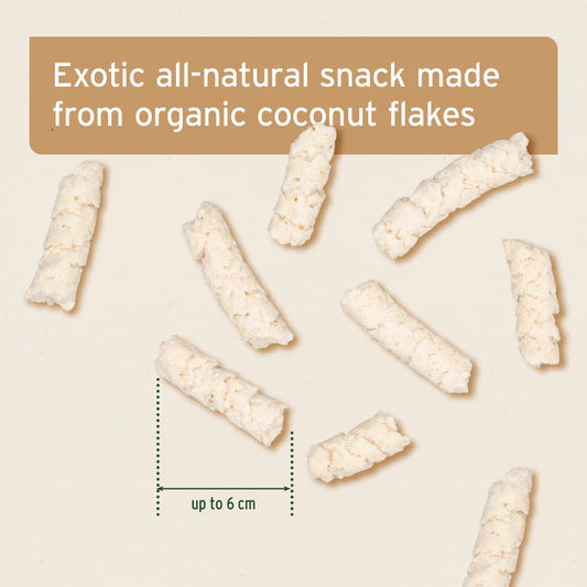 Exotic all-natural snack made from organic coconut flakes  