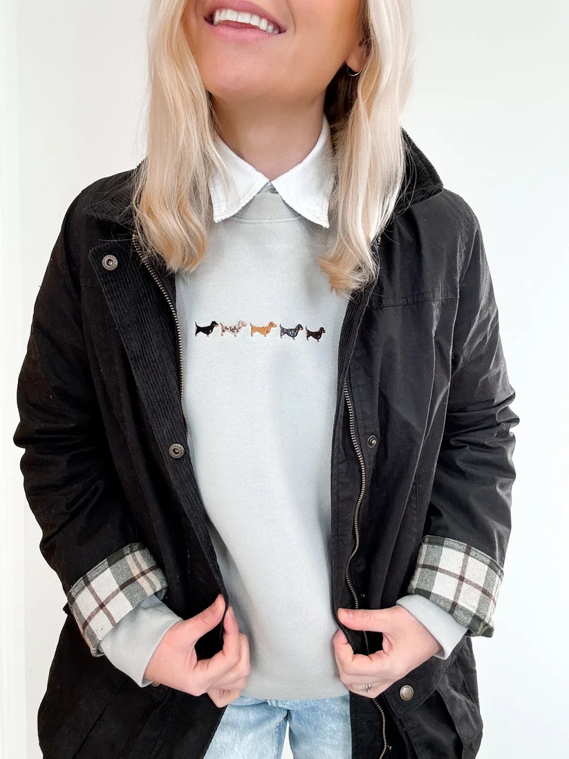 Dachshund Embroidered Sweatshirt – Grey