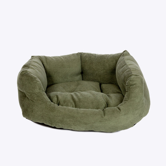 Elden Deluxe Slumber Dog Bed – Luxury Cord Bolster Bed Fern
