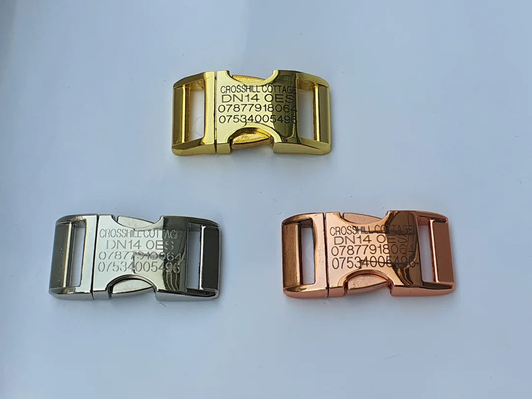 Harris Tweed dog collar engraved buckles