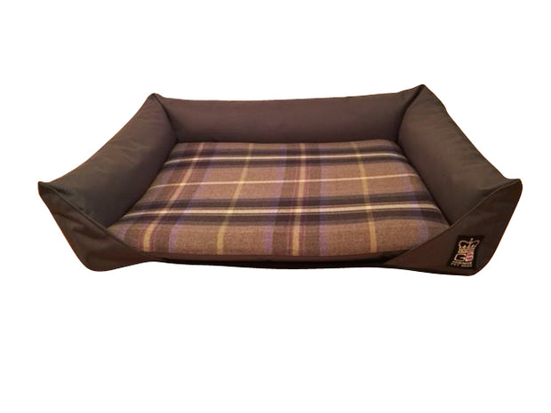 UK made dog bed sofa Grey glen loch check