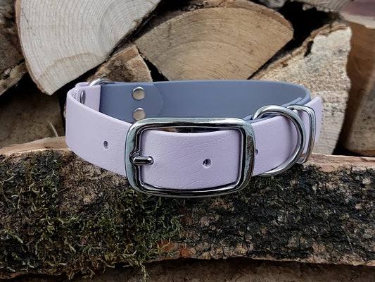 waterproof Dog Collar UK made Multi Coloured  Pink & Grey