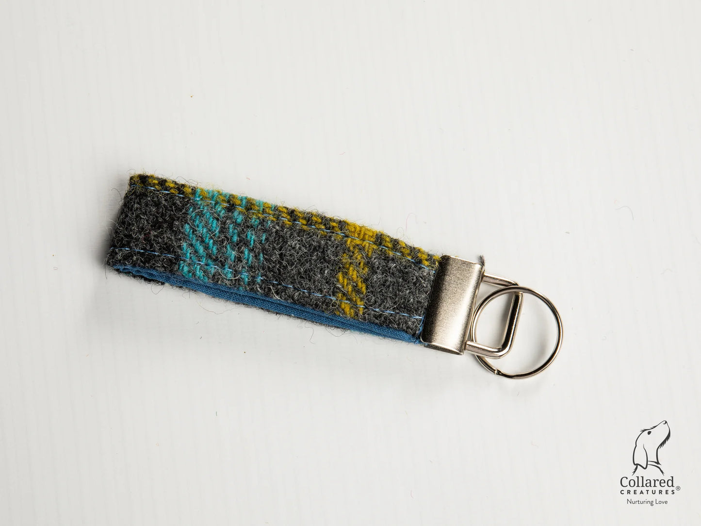 Harris Tweed Key ring Grey & Blue Check