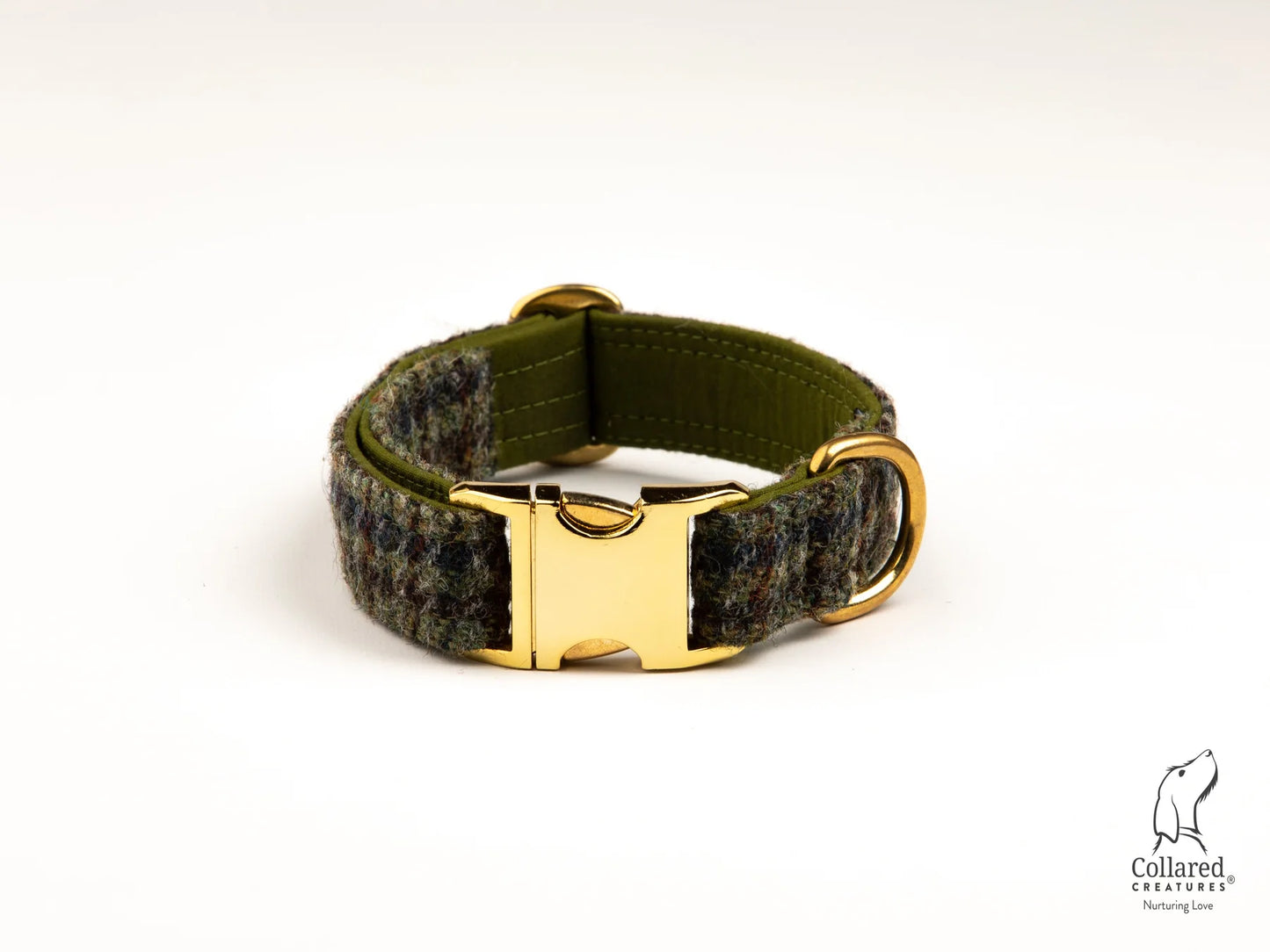 Harris Tweed dog Collar autumnal houndstooth