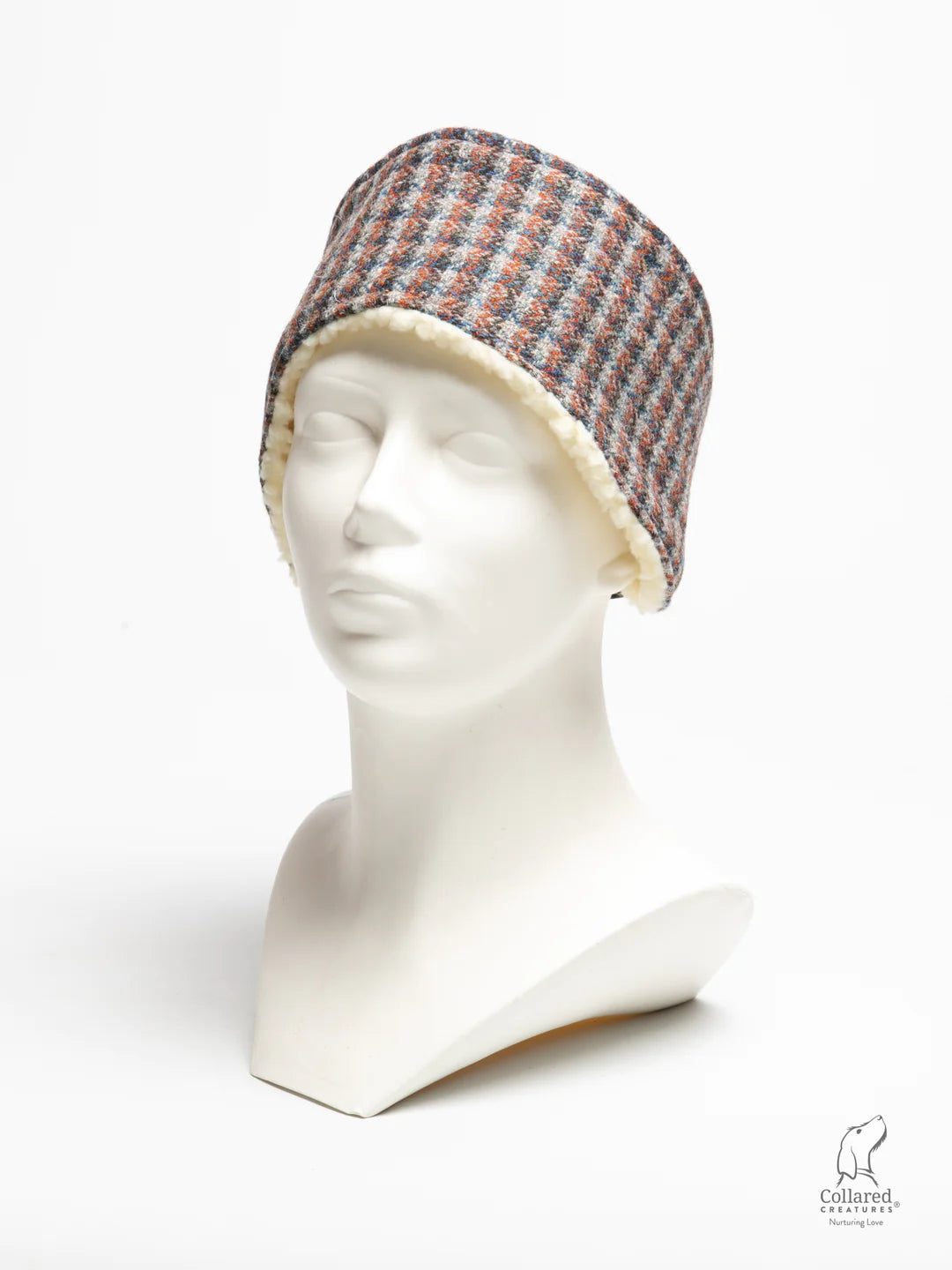 Harris Tweed ladies headband blue & orange check