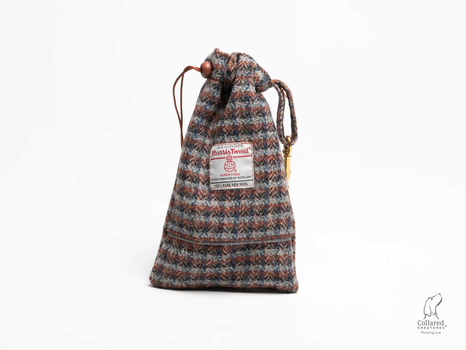 Harris Tweed dog treat bag blue & orange check