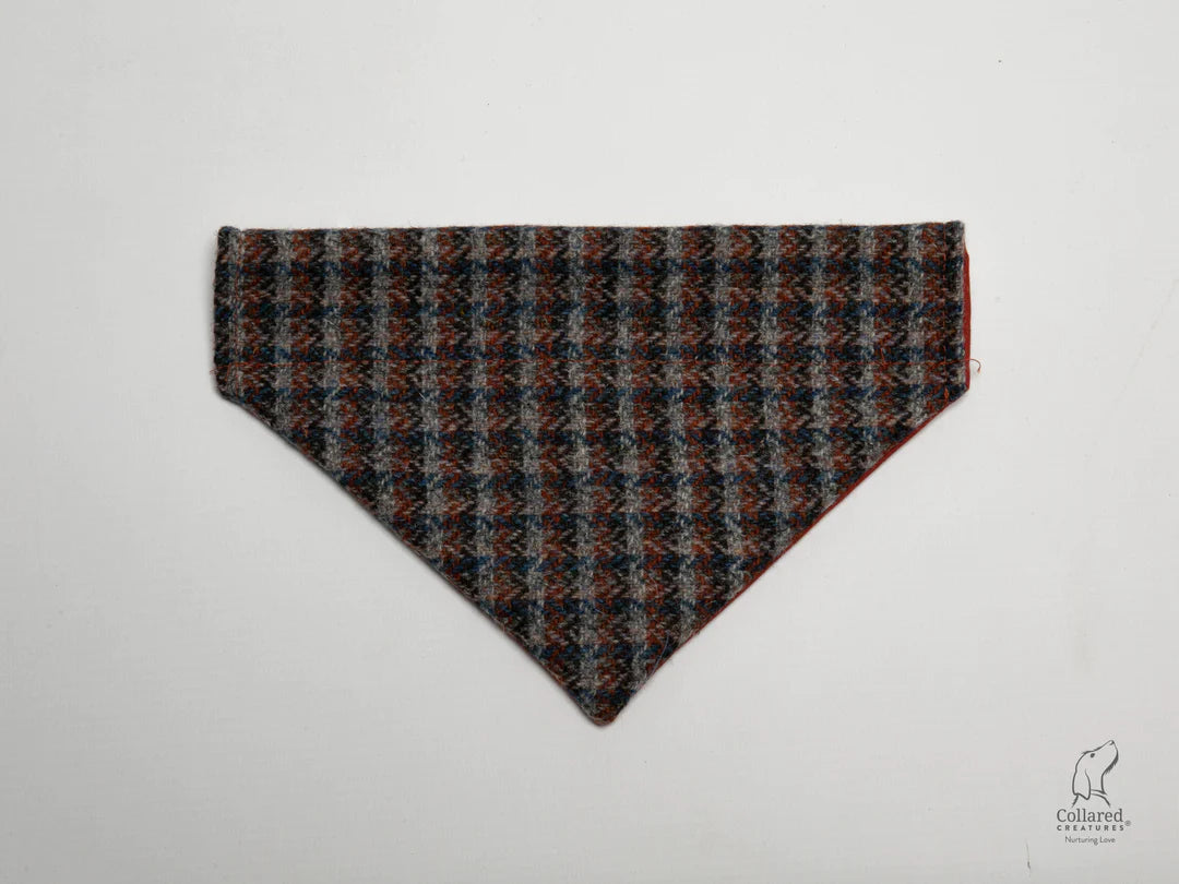 Harris Tweed dog bandana blue & orange check