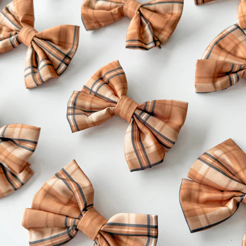 Heritage butterscotch biscuit dog bow tie