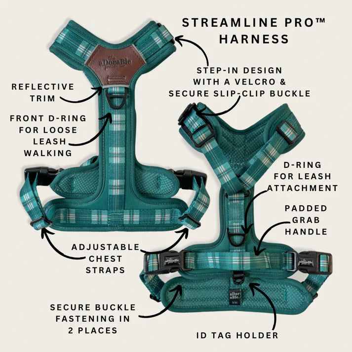 Heritage streamline pro pheasant green dog harness features