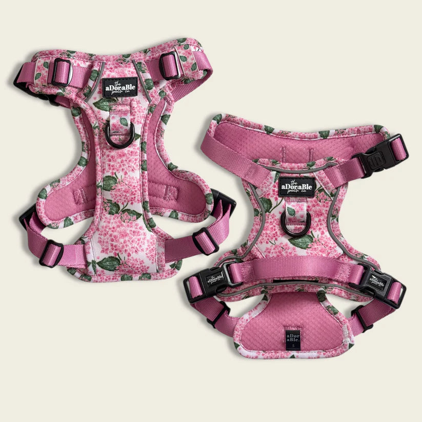 Hydrangea Garden Dog Harness – Lite, AirTag Pocket, No Pull, Adjustable