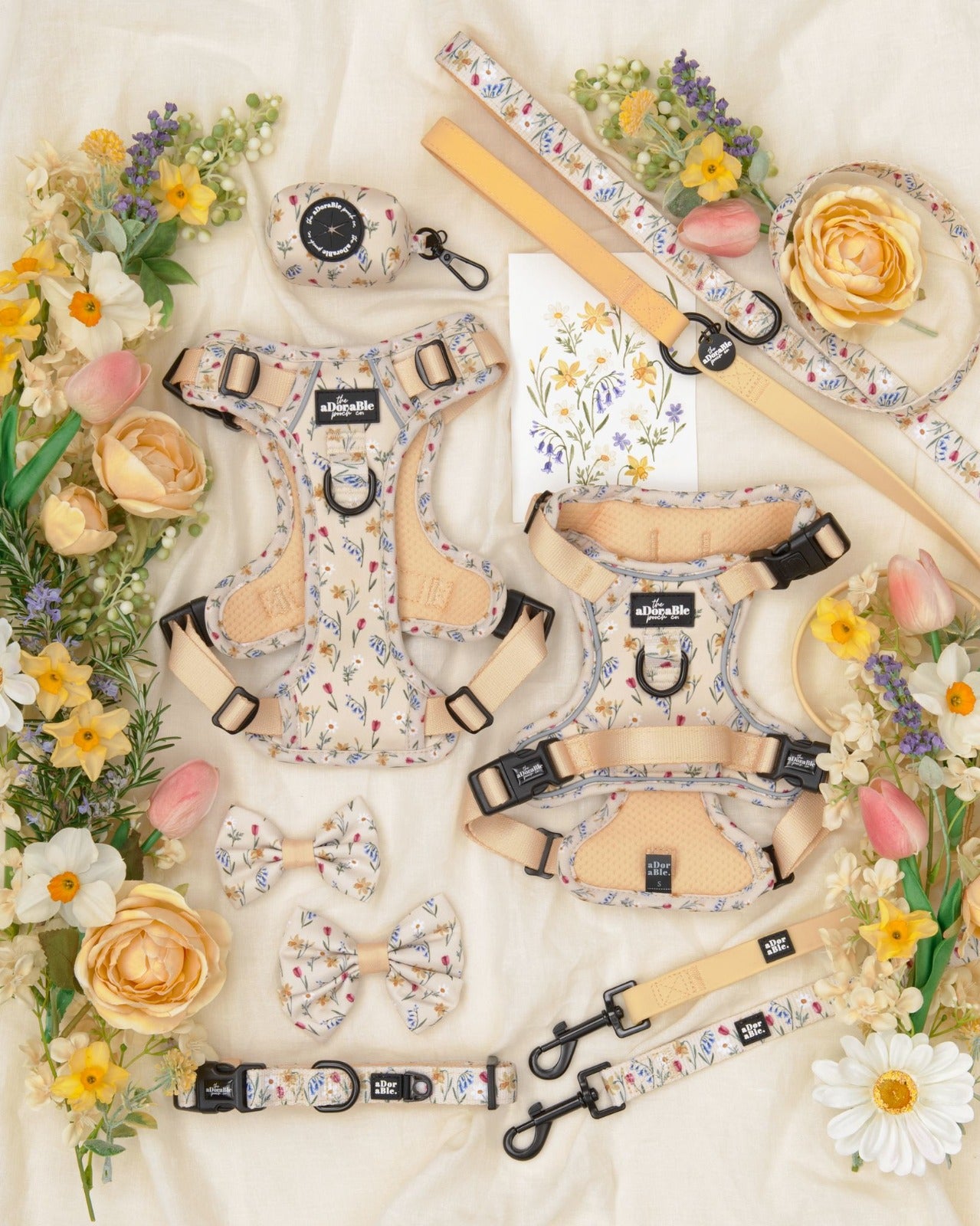 aDoraBle Pooch hike and go lite dog harness spring garden collection